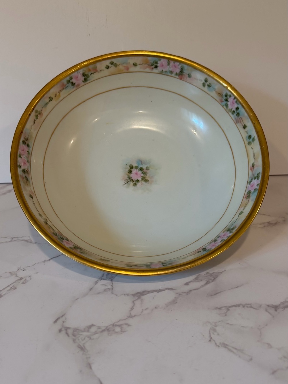 Vintage Bavaria Hand-Painted Floral Serving Bowl 9”